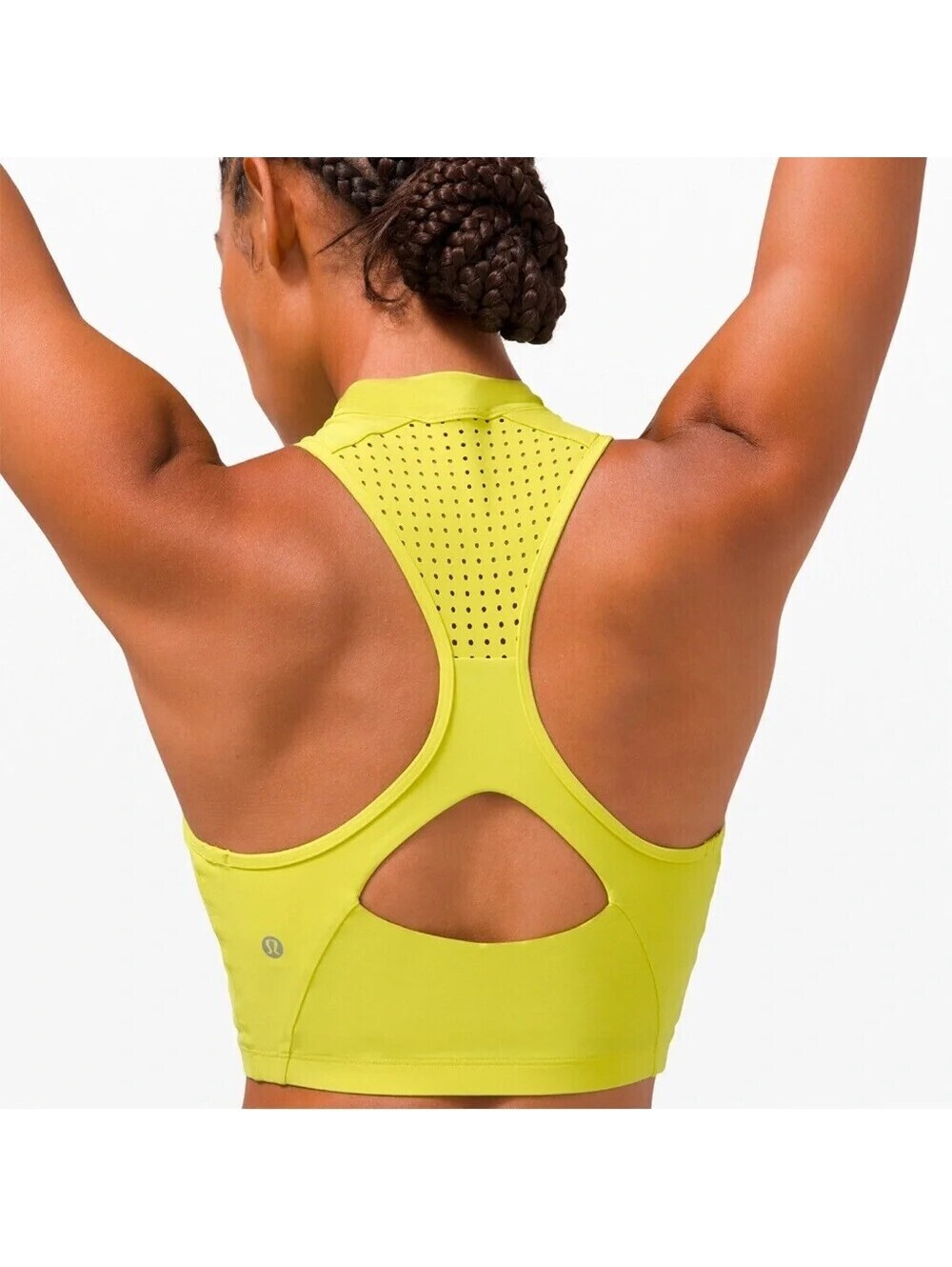 Lululemon Unleash Strength Bra Top Chartreuse High Neck Half Zip Sports Bra 6